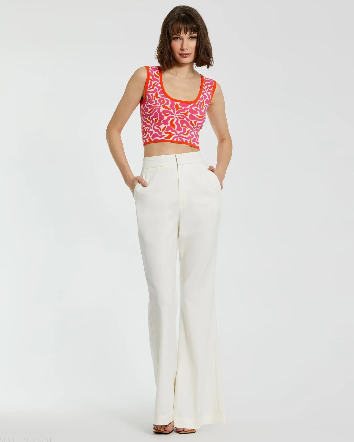 Multicolor Sleeveless Floral Knit Cropped Tank Top - FINAL SALE - Image 3