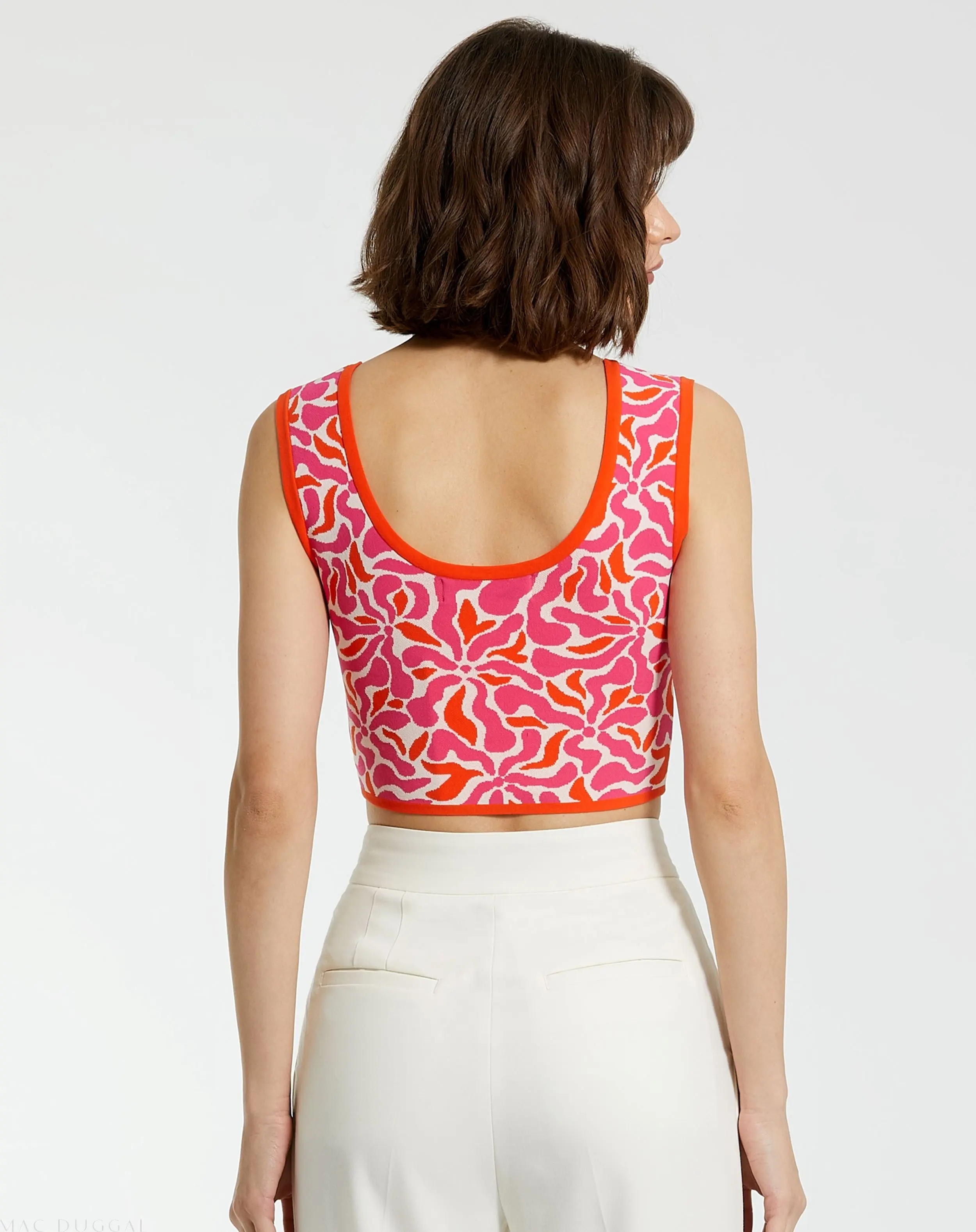 Multicolor Sleeveless Floral Knit Cropped Tank Top - FINAL SALE - Image 4