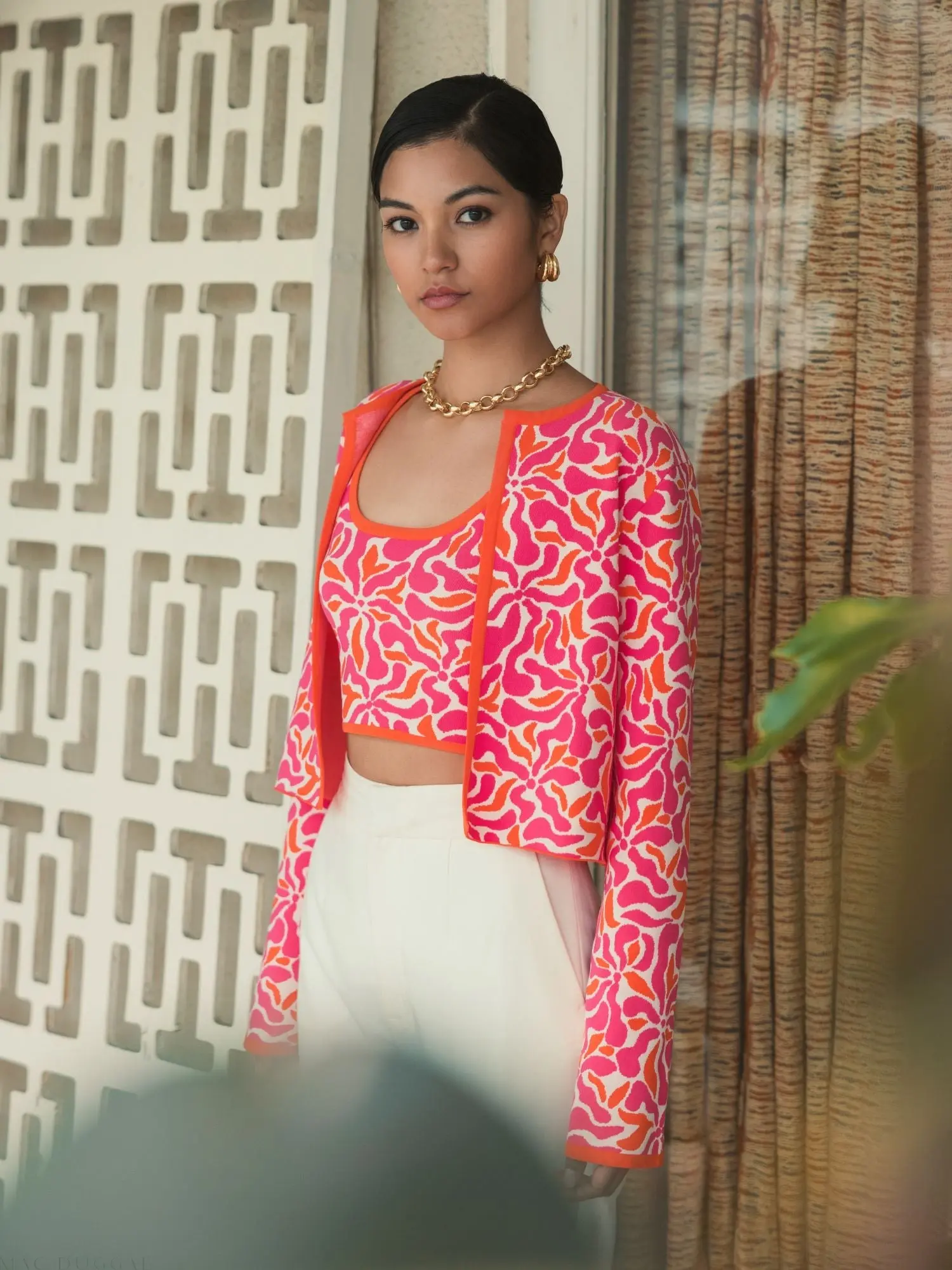 Multicolor Sleeveless Floral Knit Cropped Tank Top - FINAL SALE - Image 5