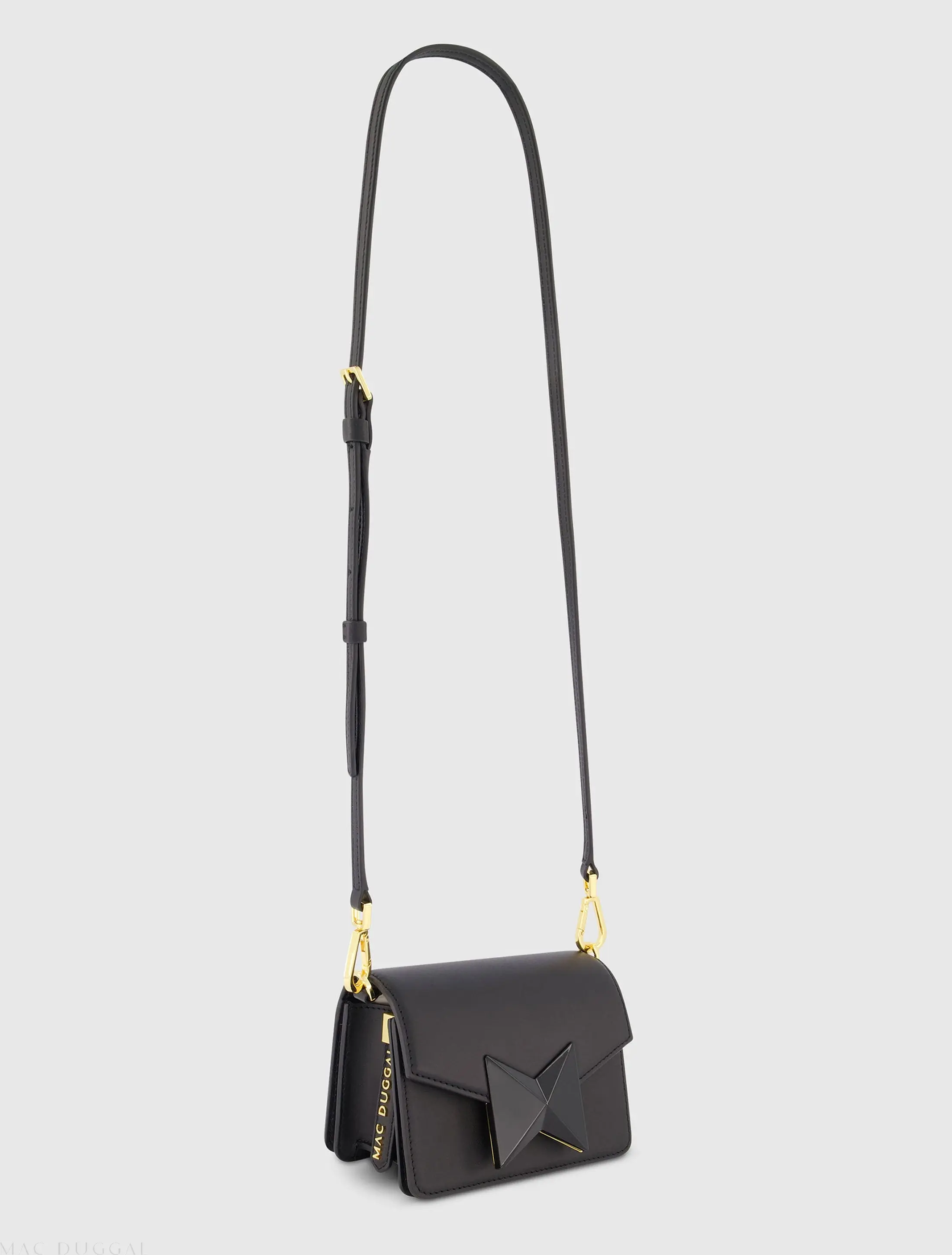 Black Mini Leather Tone On Tone Crossbody Bag - Image 2