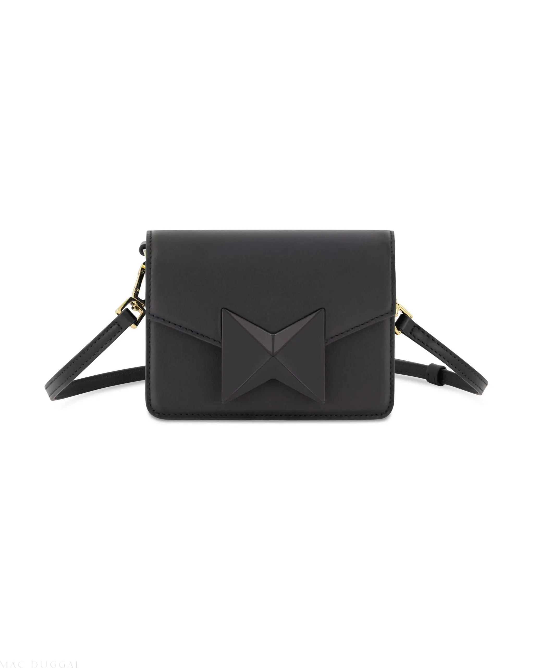 Black Mini Leather Tone On Tone Crossbody Bag - Image 5