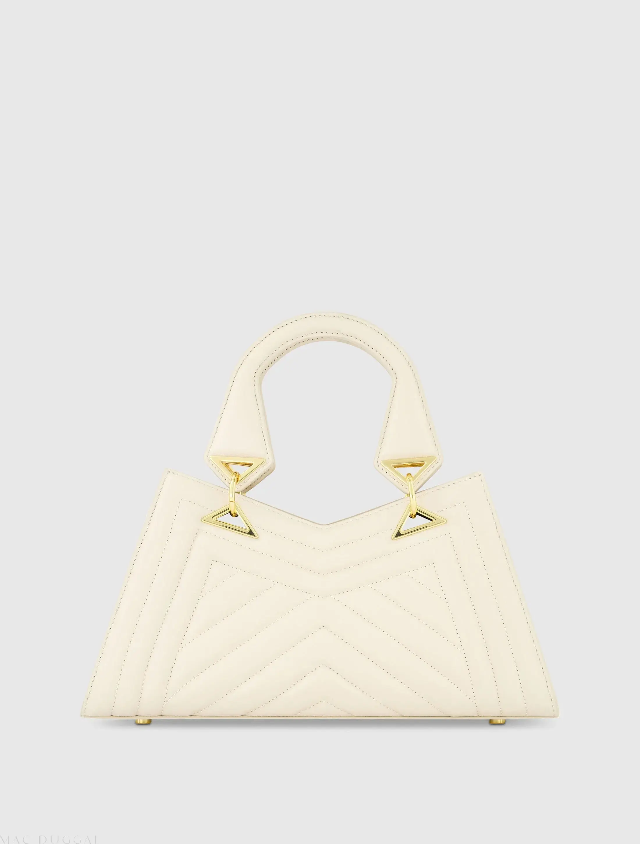 White Quilted Napa Leather Angular Handbag - Image 3