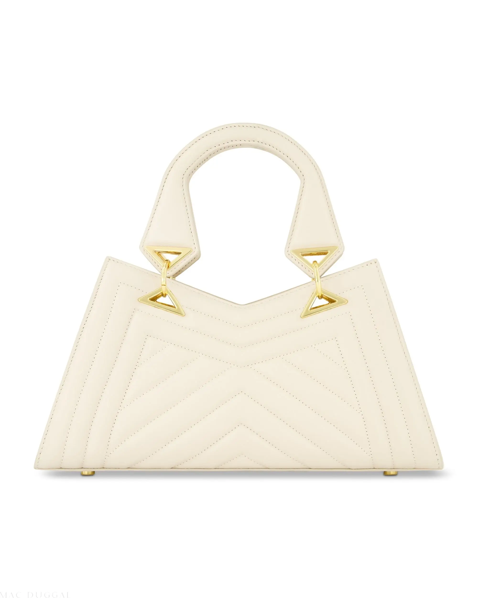 White Quilted Napa Leather Angular Handbag - Image 6