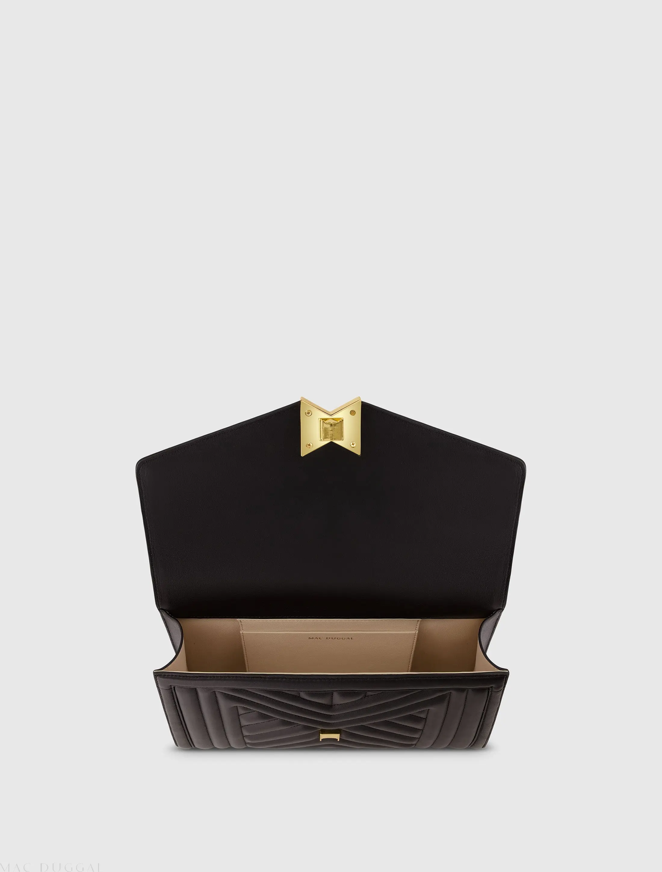 Black Quilted Napa Leather Handbag With Gold Chain - Image 4