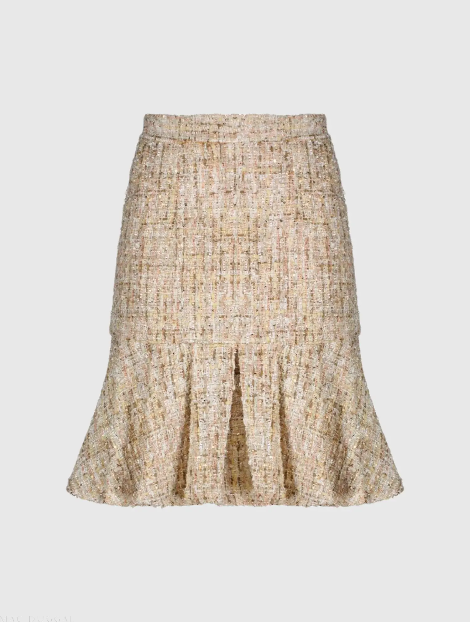 Beige High Waist Box Pleat Boucle Mini Skirt - Image 2