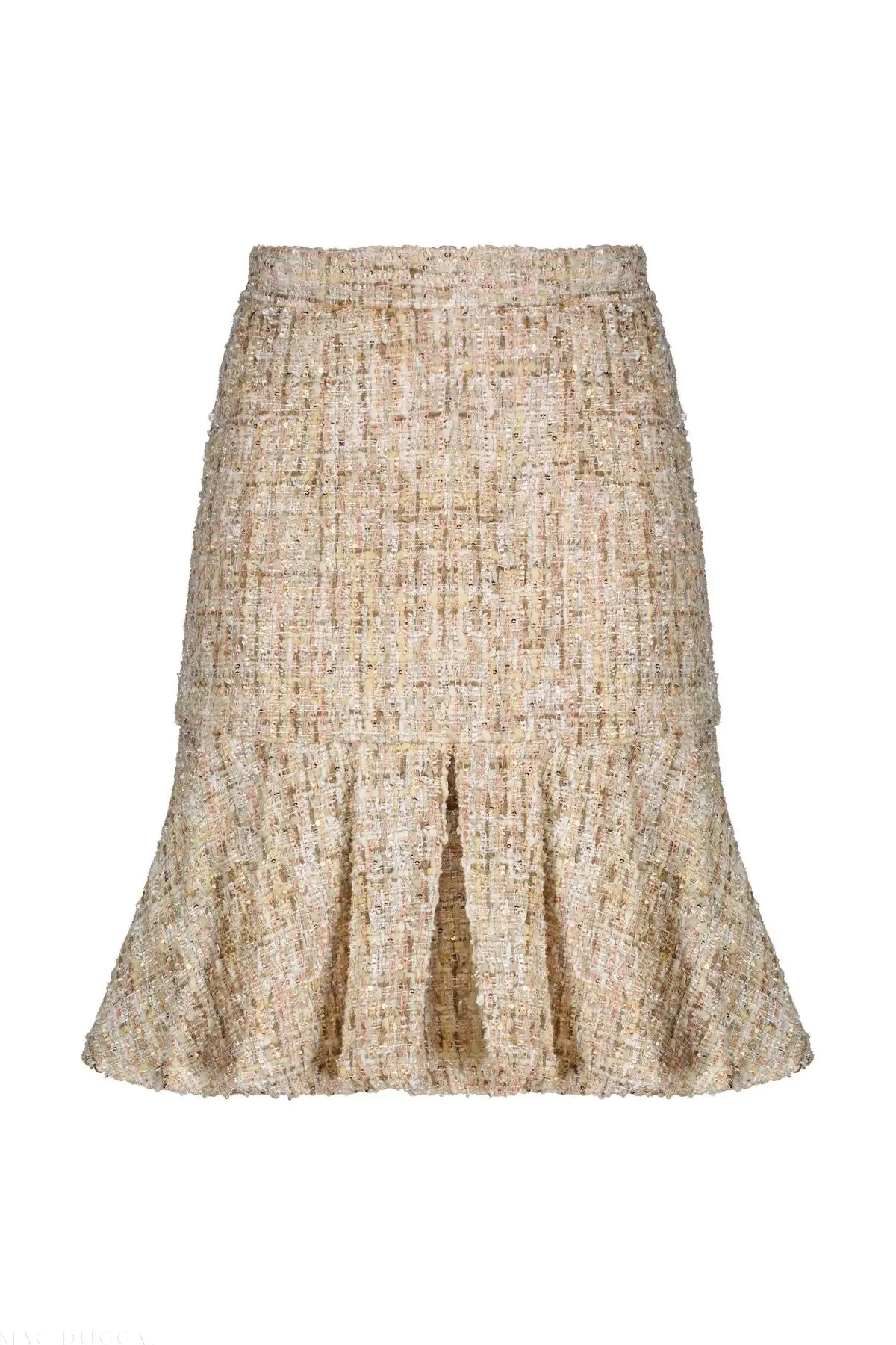 Beige High Waist Box Pleat Boucle Mini Skirt - Image 5