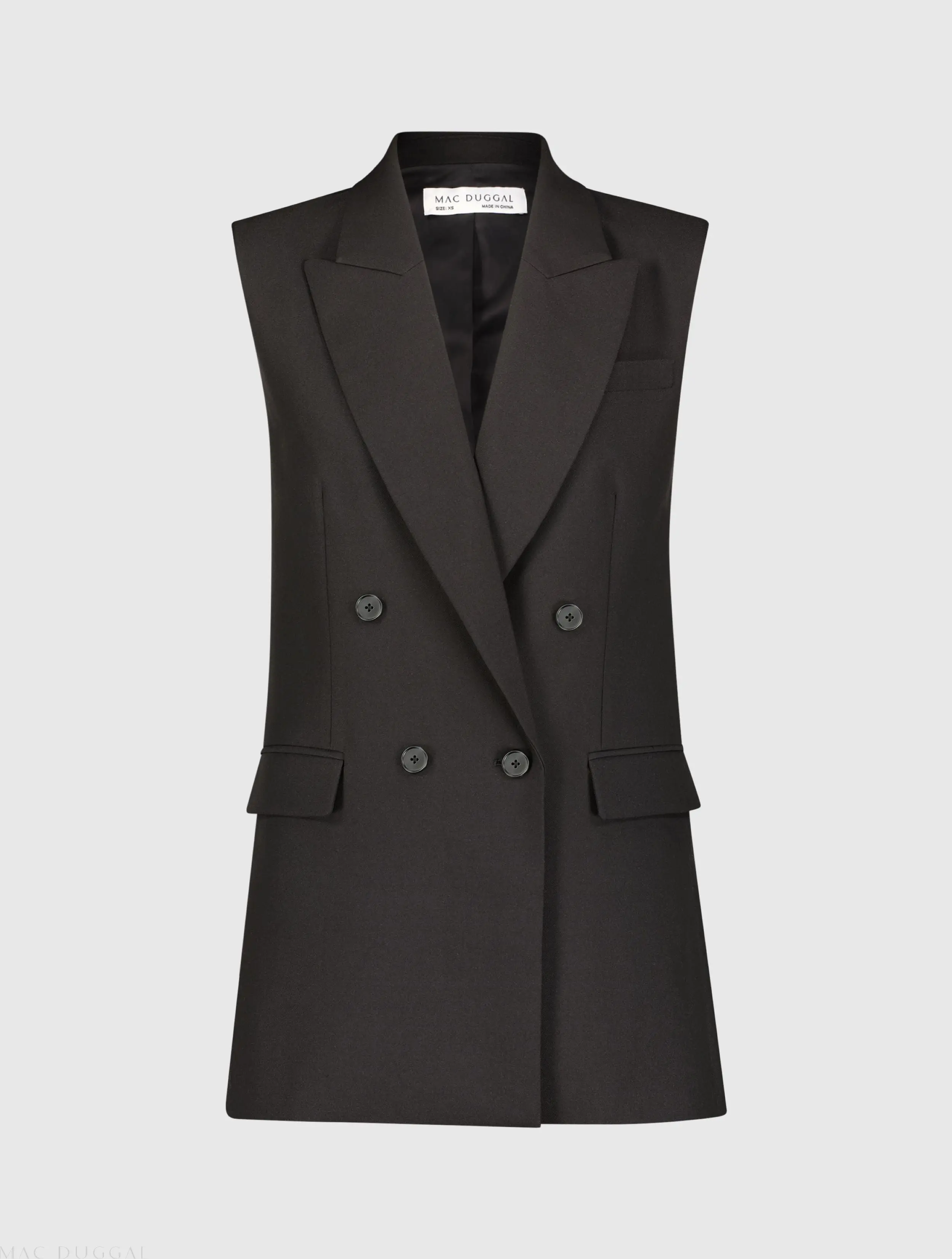 Black Tailored Crepe Sleeveless Blazer Vest - FINAL SALE - Image 2