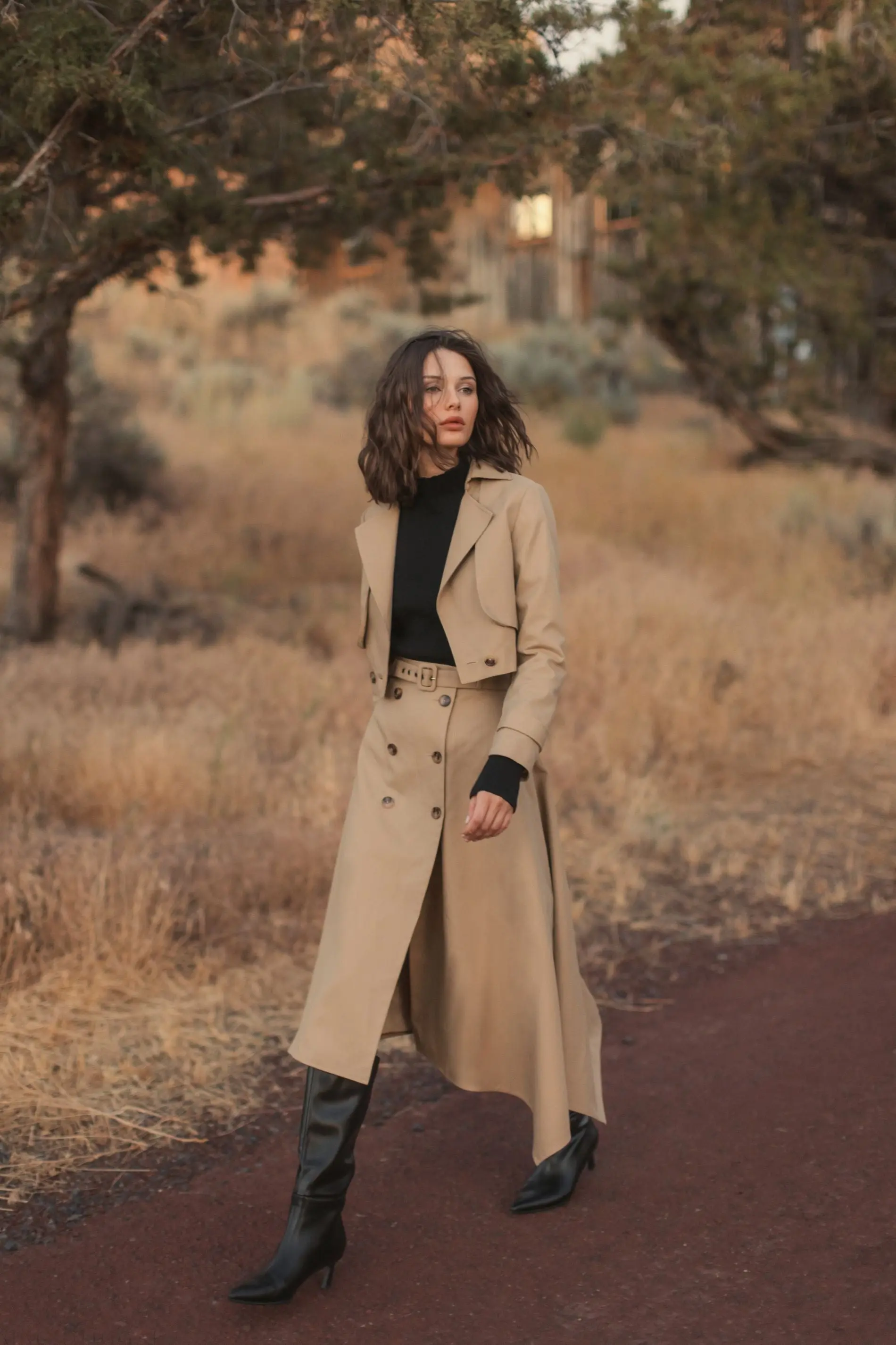 Beige Twill Midi Skirt With Buttons - Image 5