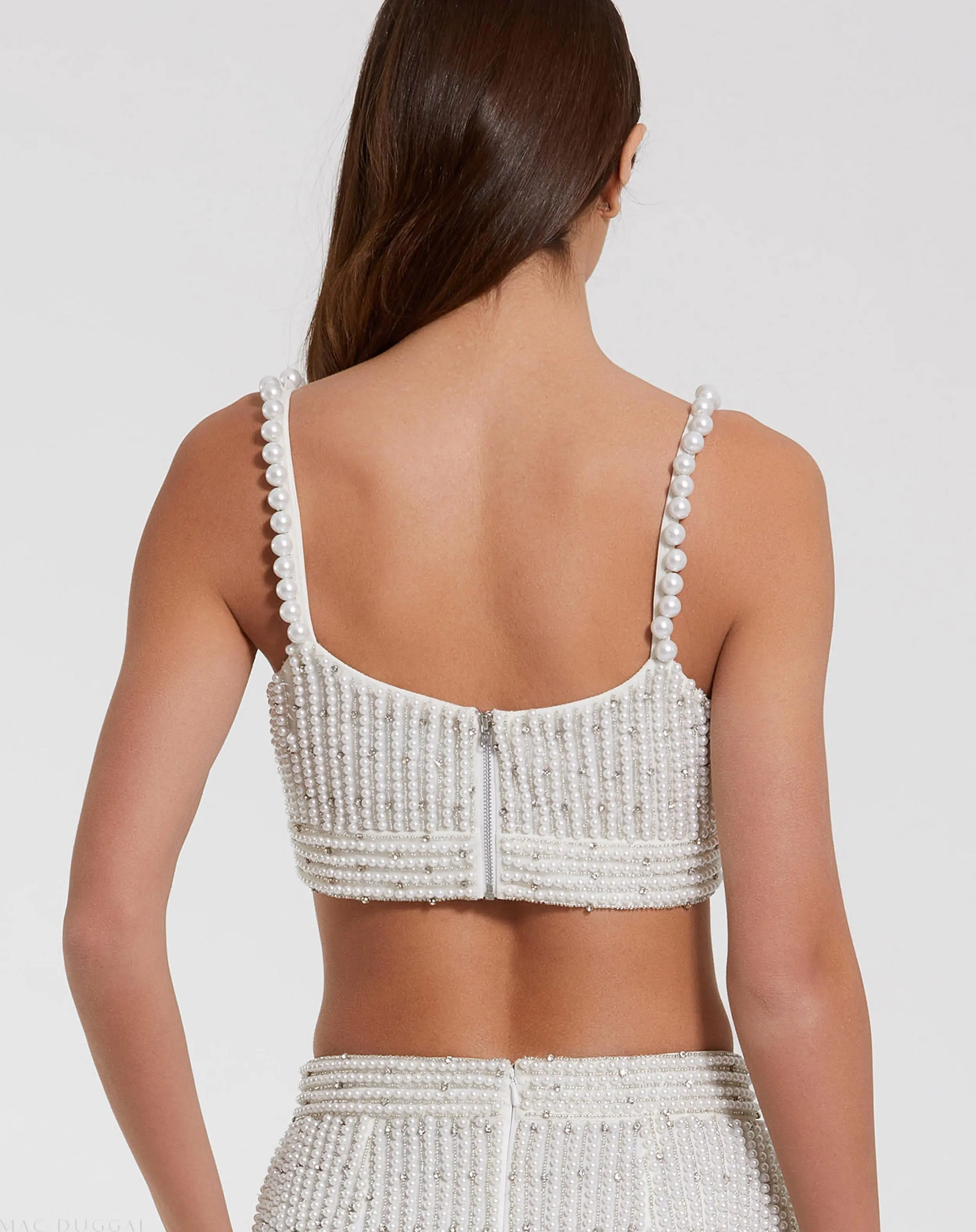 White Pearl Beaded Bra Top - Image 2