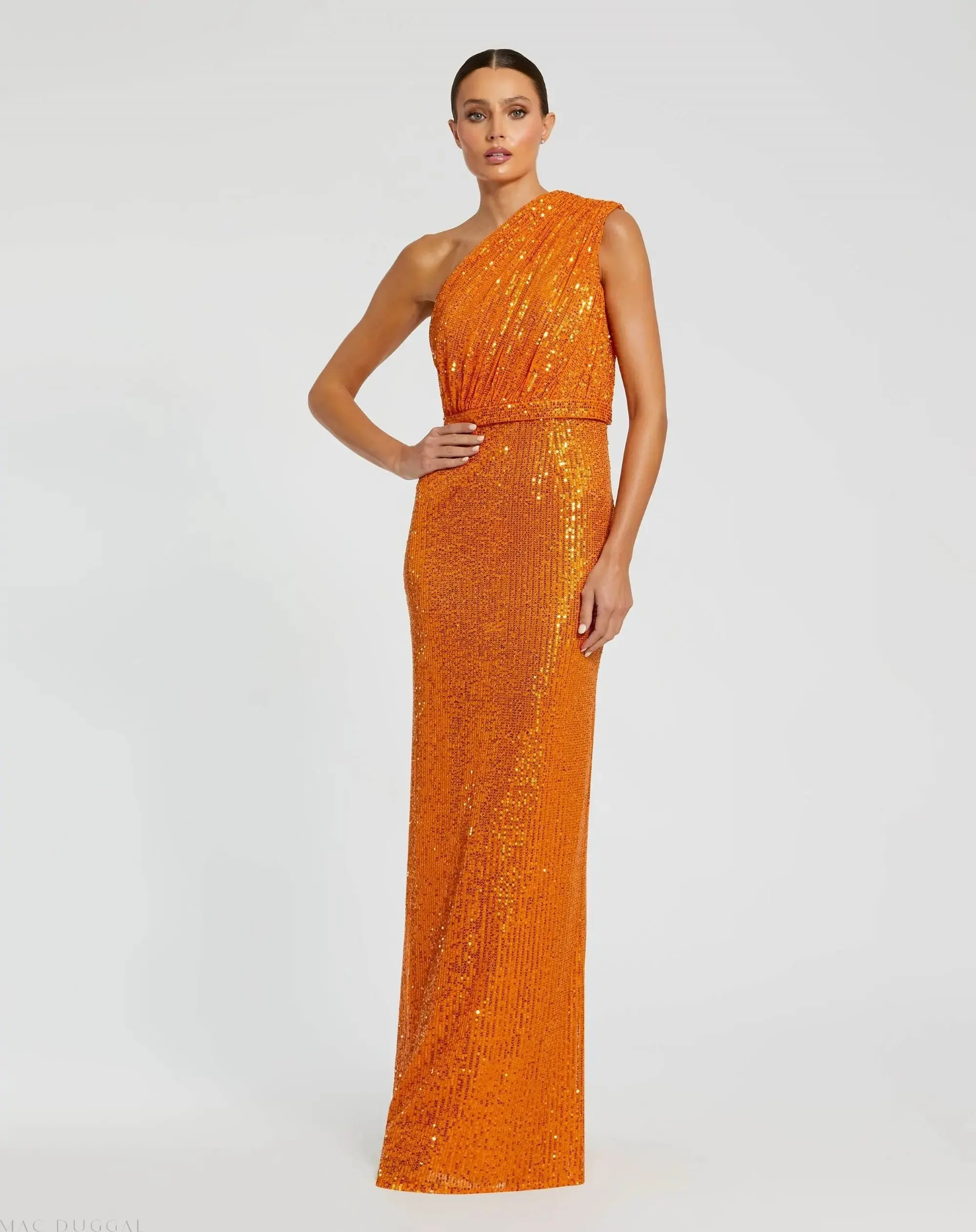 Sequined Ruched One Shoulder Gown - Image 4
