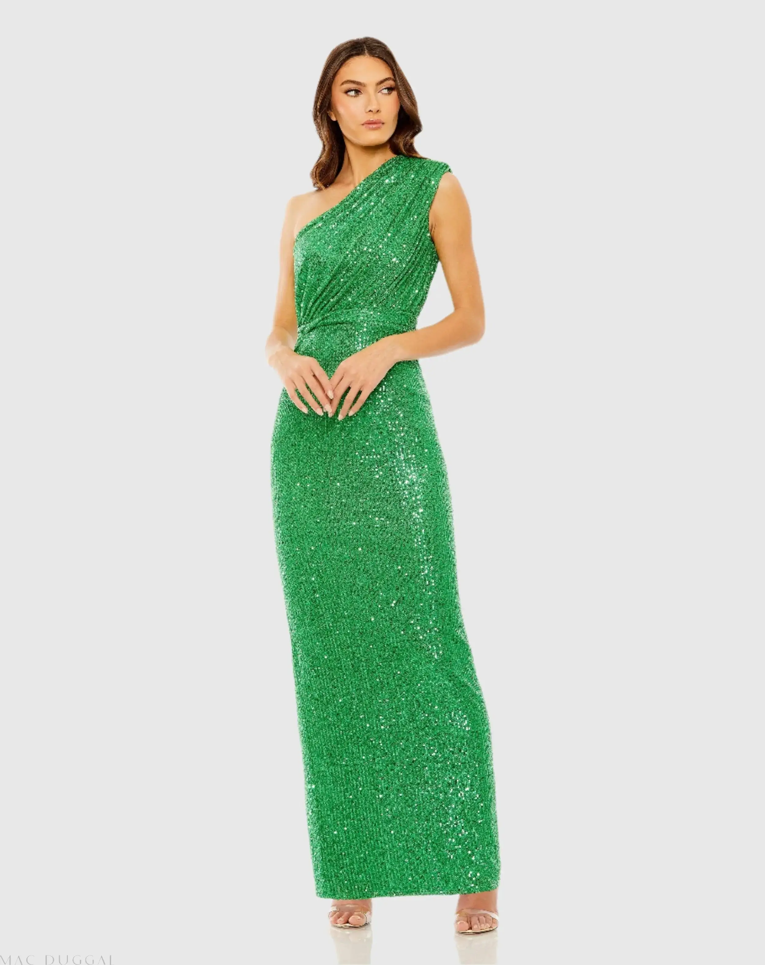 Sequined Ruched One Shoulder Gown - Image 6