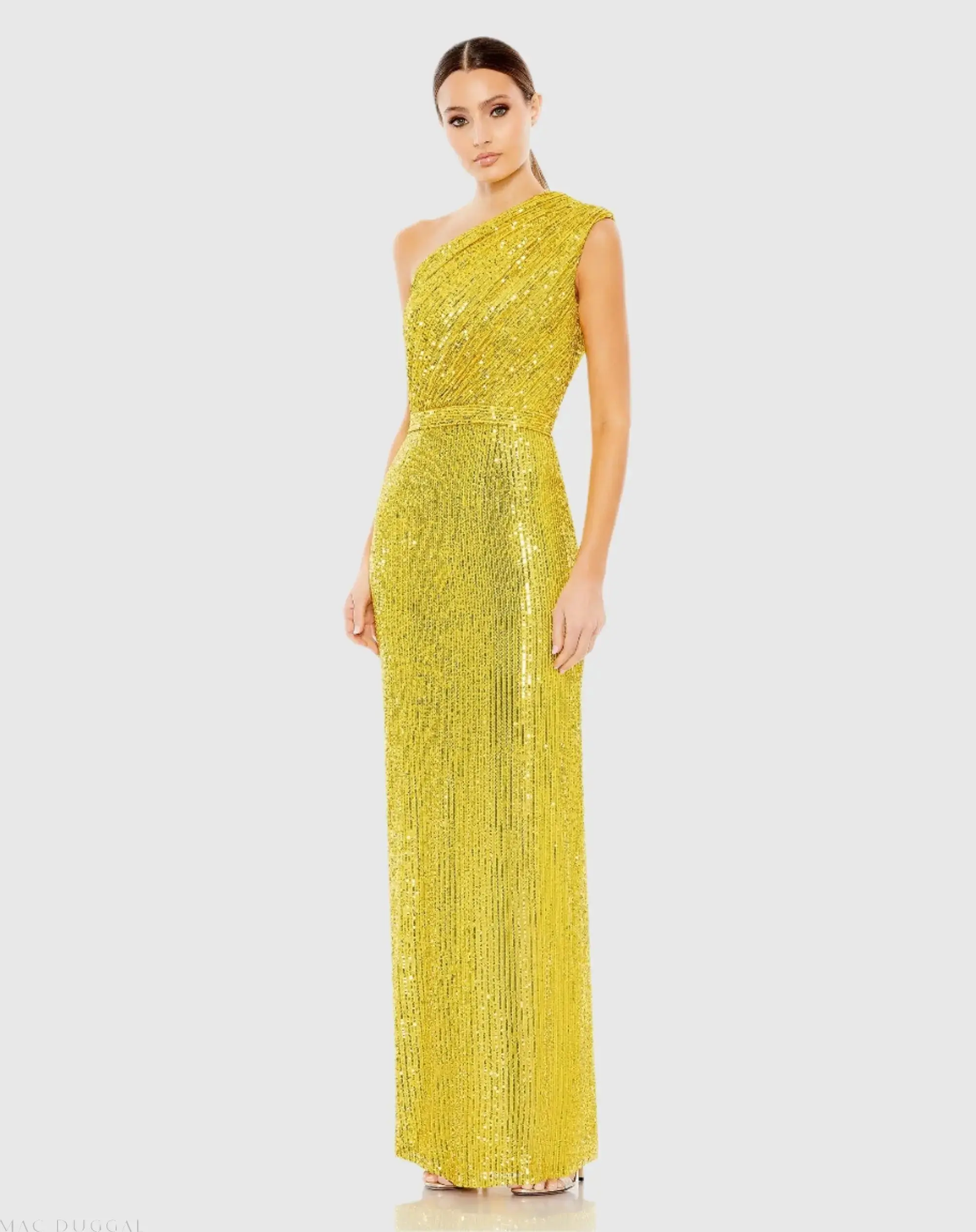 Sequined Ruched One Shoulder Gown - Image 7