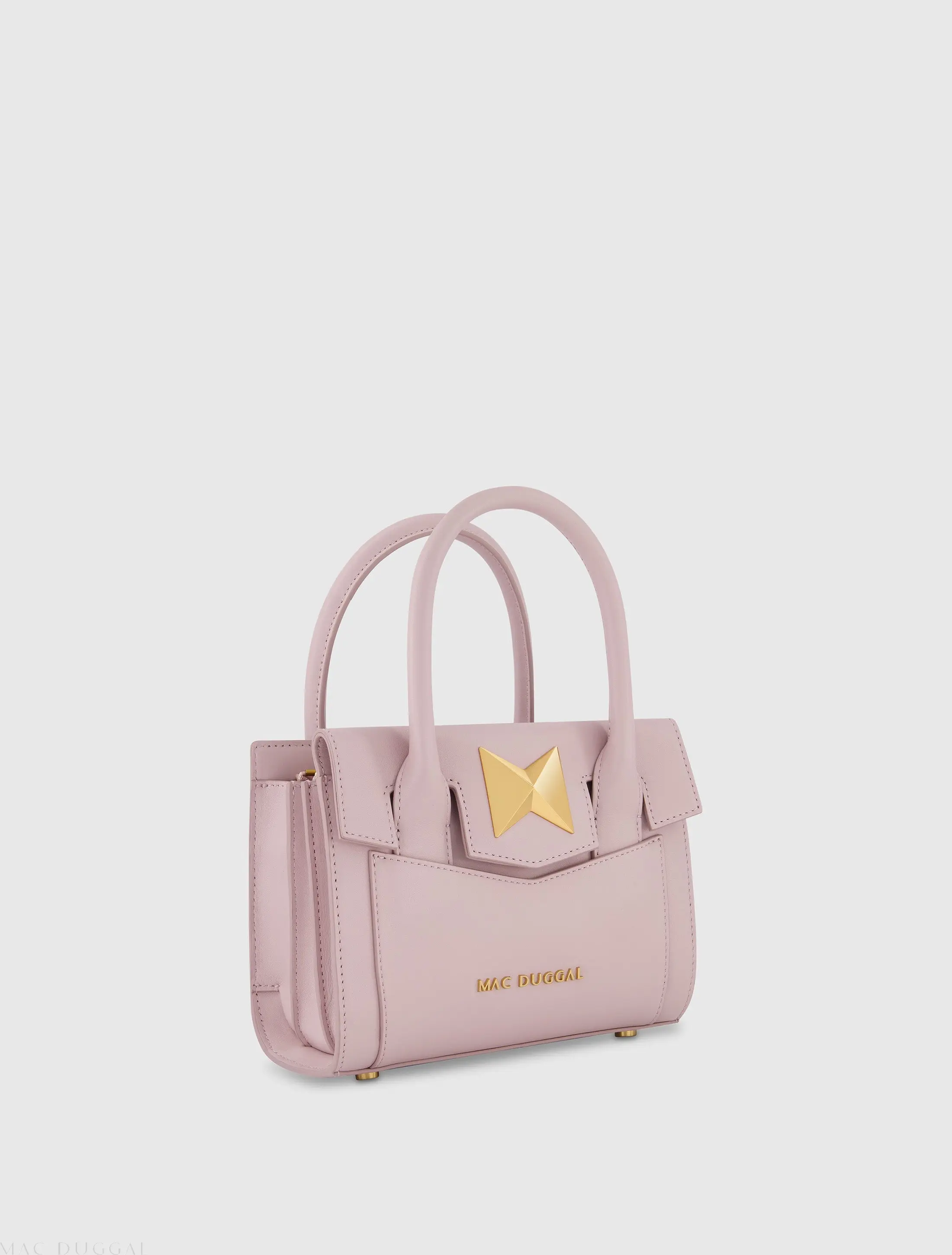 Purple Small Leather Tote Bag With Gold Hardware - Image 2