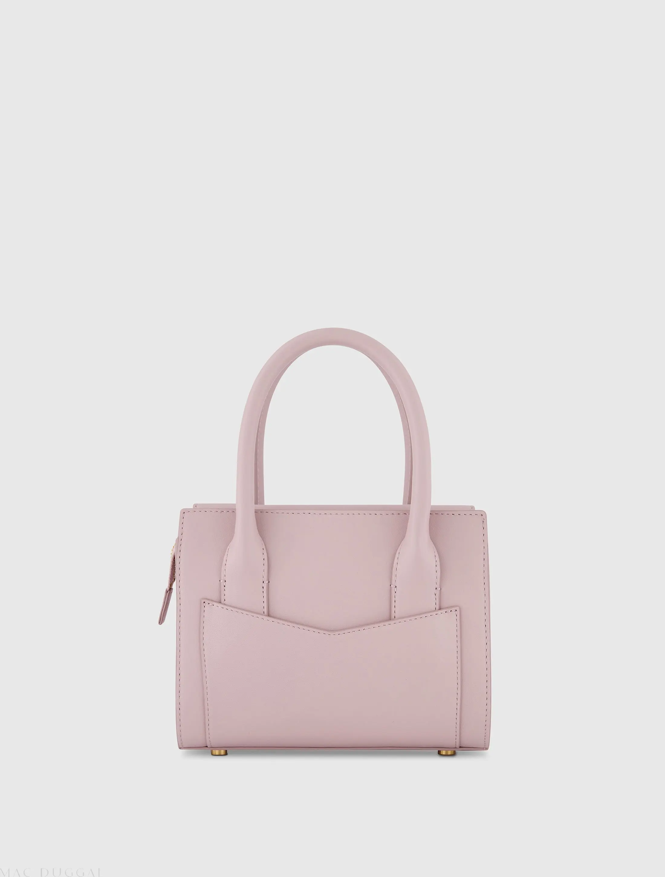 Purple Small Leather Tote Bag With Gold Hardware - Image 3