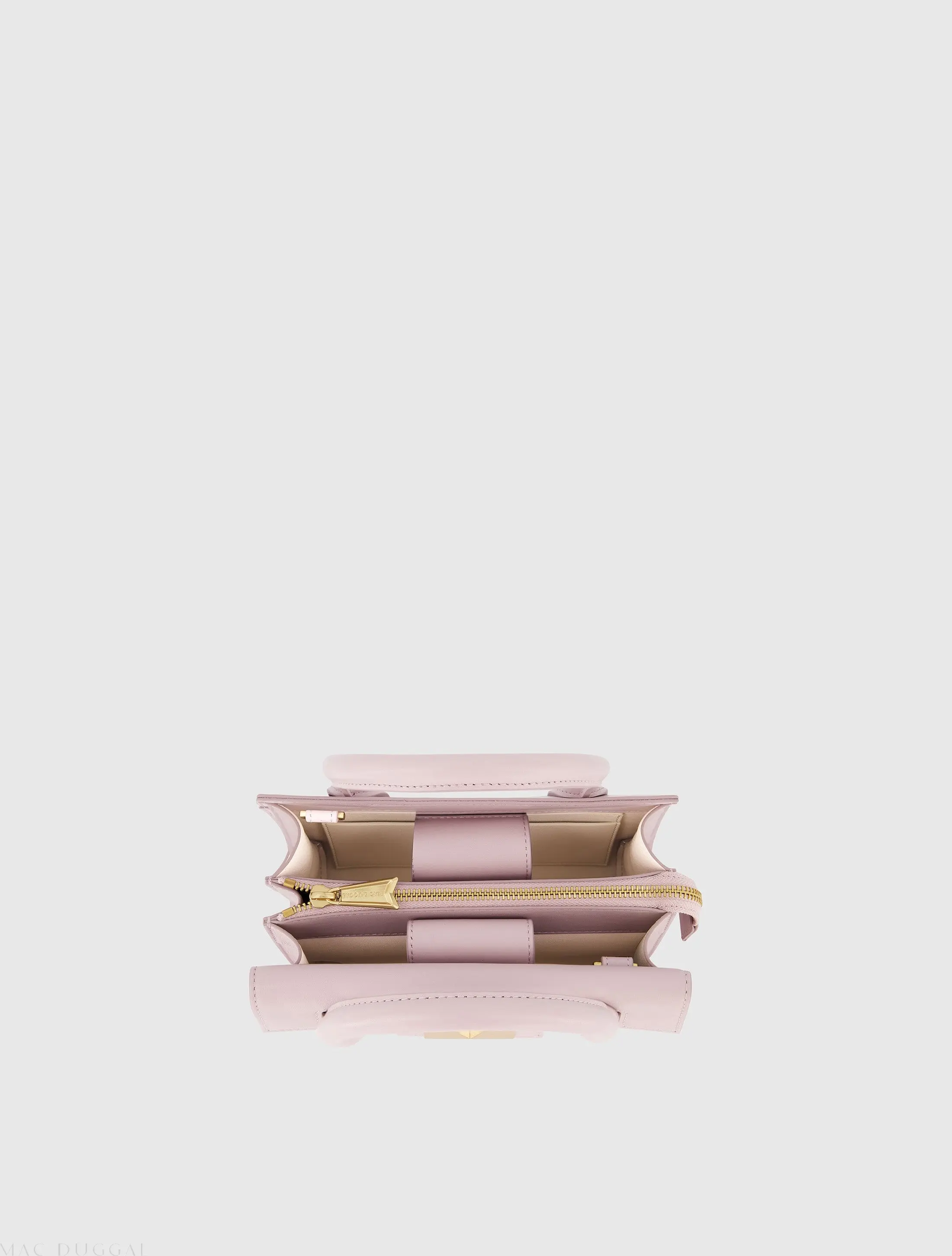 Purple Small Leather Tote Bag With Gold Hardware - Image 4