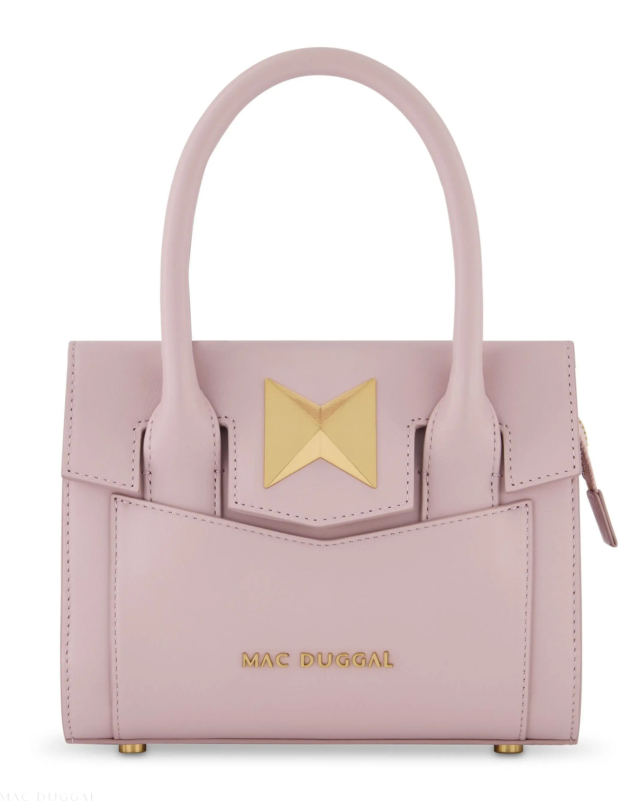Purple Small Leather Tote Bag With Gold Hardware - Image 5
