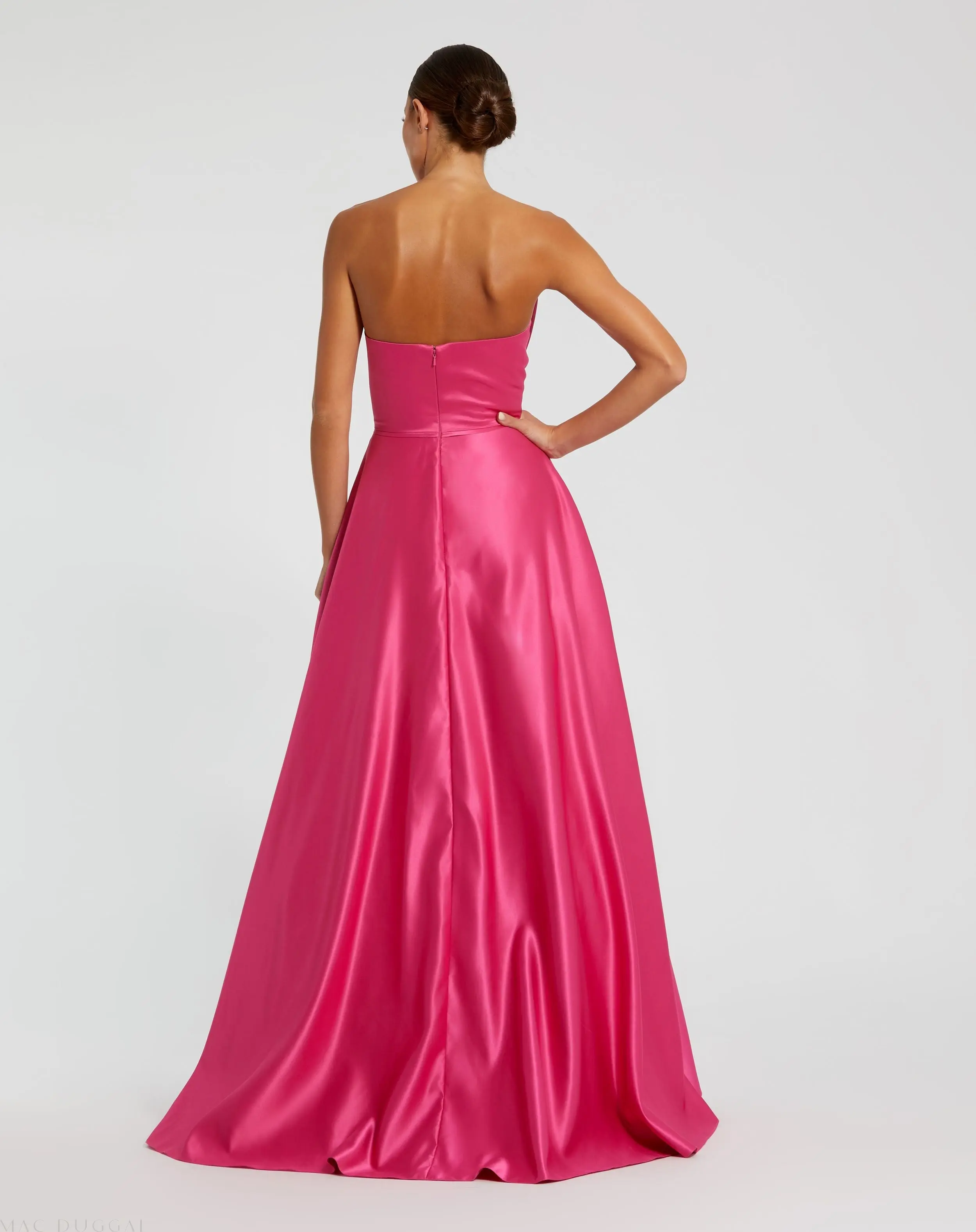 Pink Strapless A-Line Bow Ballgown - Image 3