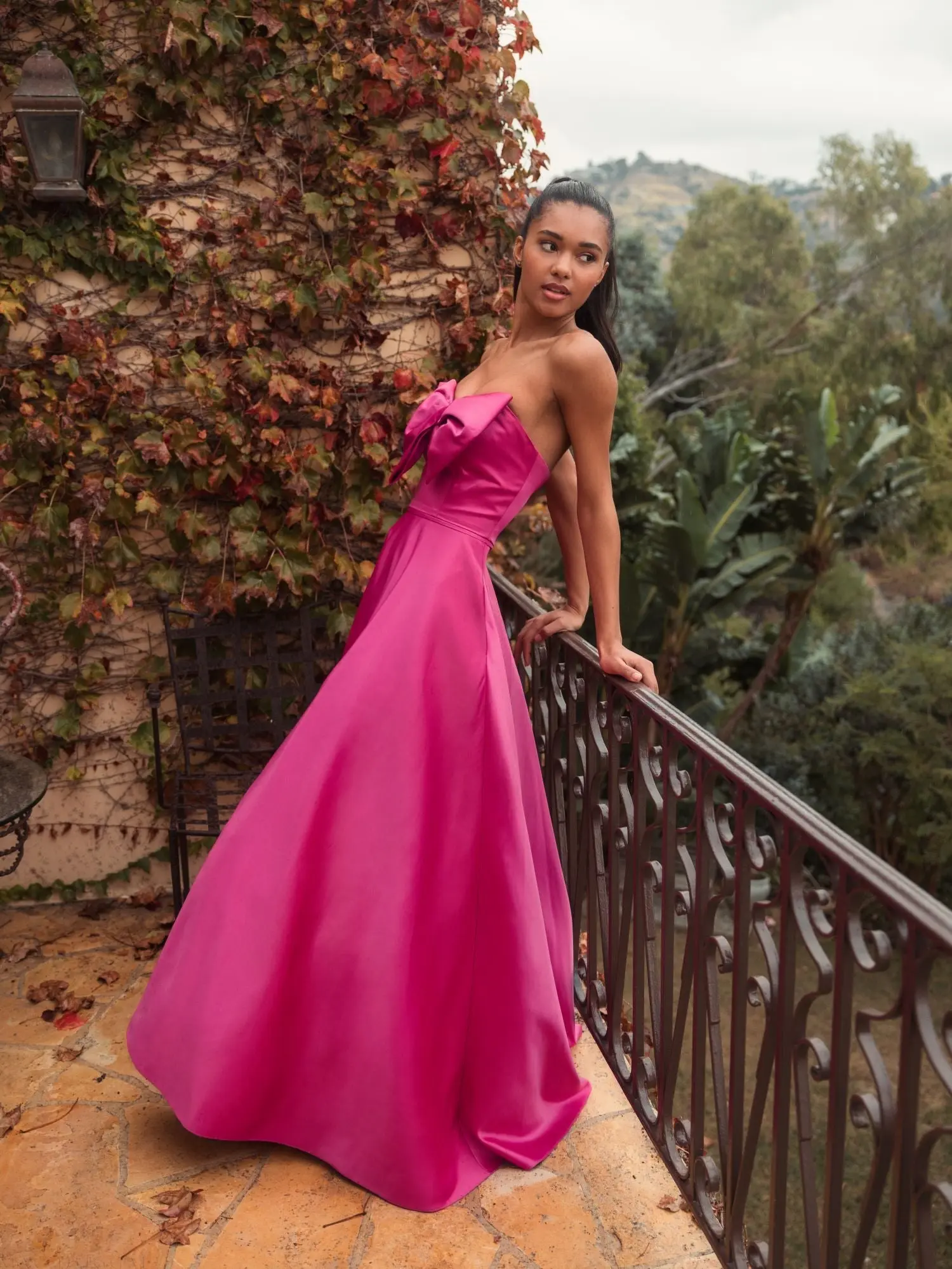Pink Strapless A-Line Bow Ballgown - Image 6