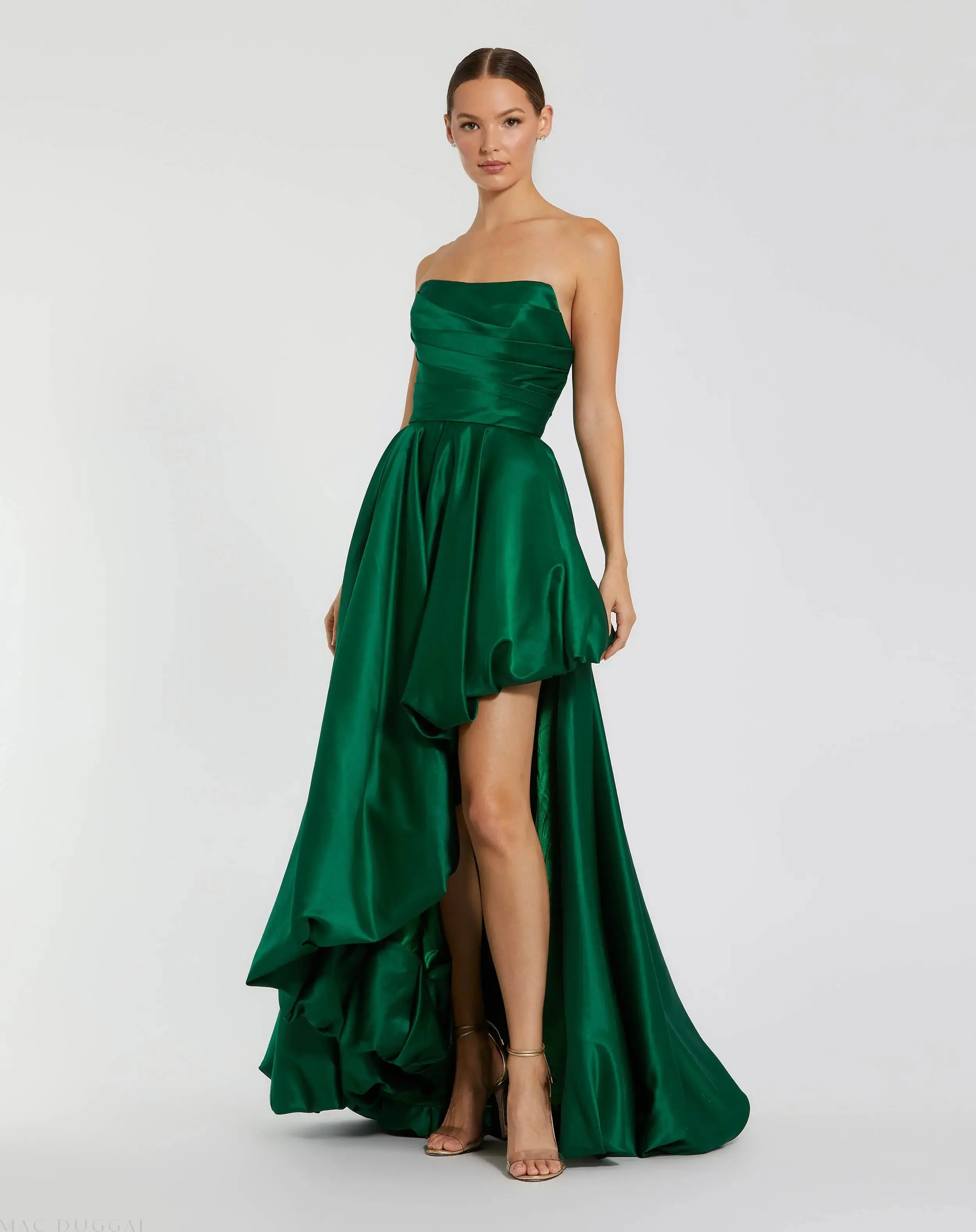 Strapless Ruched High Low Gown - Image 3