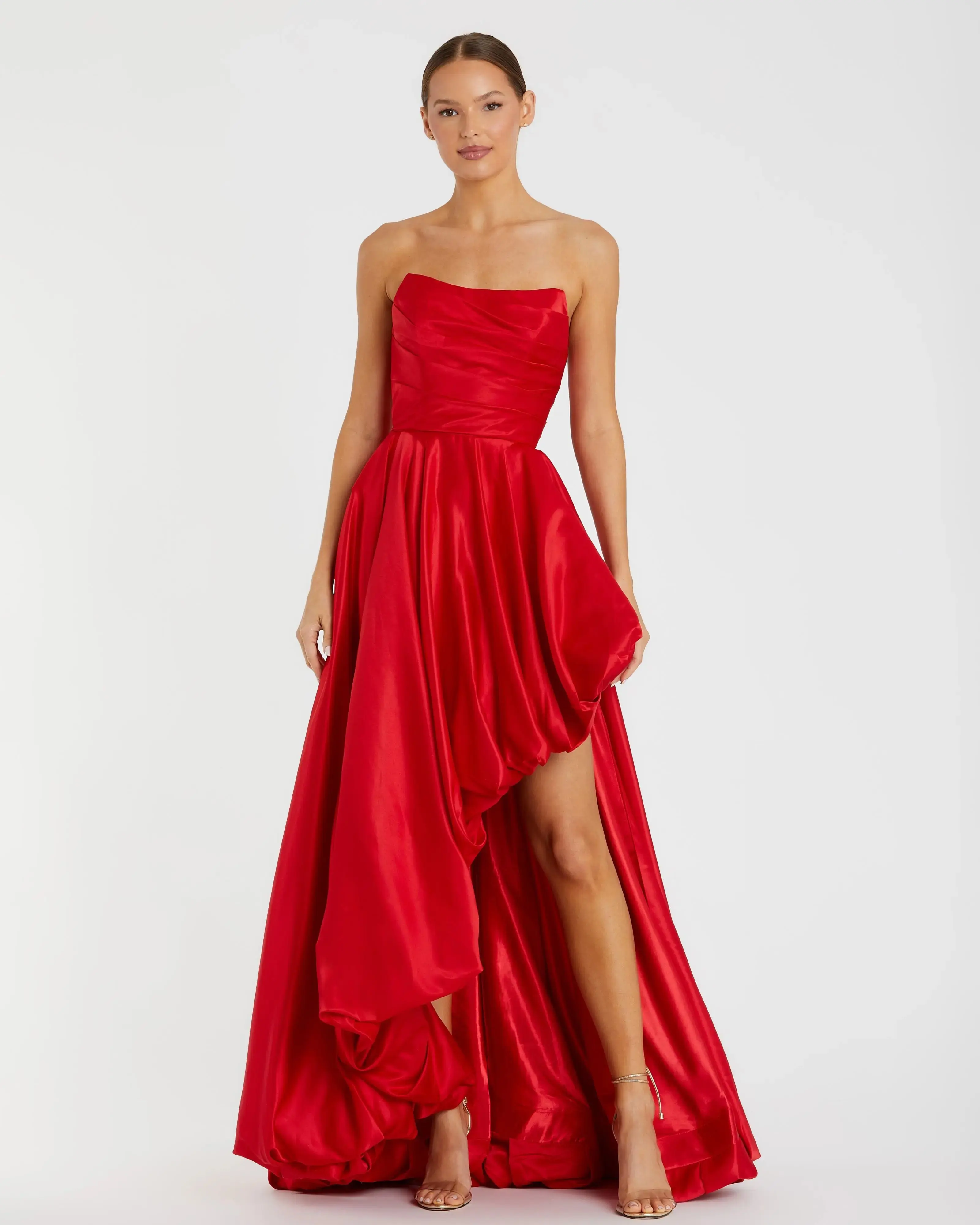 Strapless Ruched High Low Gown - Image 5